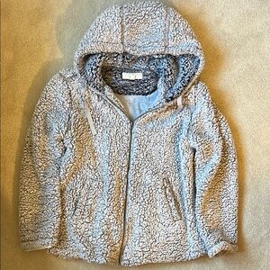 Cozy Grey Neutral Sherpa Teddy Jacket